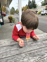 Child Enjoying a Popsicle on Autumn Day