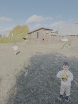 Child Playing at Rural Farm Setting