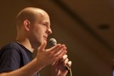 Bald Entertainer On Stage