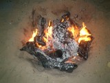 Flaming Bonfire on the Desert Sands
