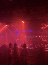 Skrillex and Four Tet Concert Bathed in Red Light