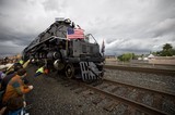 Historic Big Boy Locomotive Draws Crowd Under Stormy Skies