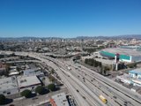 Urban Freeway and Cityscape from Above