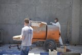 Concrete mixing team at work