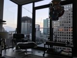 Cityscape View from a Cozy Living Room