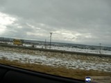 Snowy Landscape through the Car Window