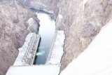 Majestic View of Hoover Dam from the Top of the Canyon