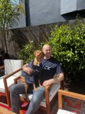 Man and Dog in the Backyard