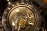Intricate metal workings inside machine