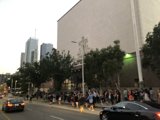 City Crowd on Grand Park Sidewalk