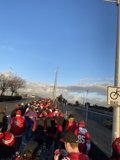 Crowd gathers on Santa Clara street