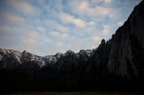 Winter Dawn Breaking Over Yosemite Valley Cliffs