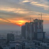 Skyline Construction at Sunset