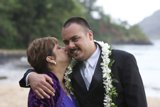 A Romantic Beach Wedding Kiss