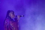 FKA twigs Stunning Profile Portrait Singing Baby Hairs Swirls Hoop Earrings Red Lipstick Black Choker Braided Ponytails Kimono Gold Chinese Patterns Rings Purple Haze