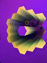 Hexagonal Geometric Art Installation with Prismatic Reflections