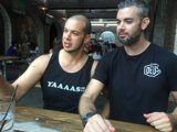 Two Friends Enjoying a Drink at a Local Pub