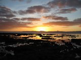 Ocean Sunset with Silhouette Rocks
