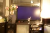 Entertainment Center with Flower Arrangement