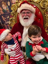 Santa Claus and Two Children on Golden Throne