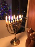 A Holiday Fusion: A Menorah and Christmas Tree Collide