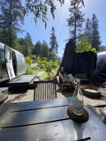 Relaxing at the Trailer Table