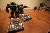 Wooden Toy Robots on Hardwood Table