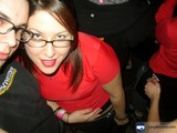 Red-Shirted Couple Strikes a Pose