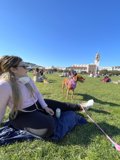Relaxing with My Furry Friend at Mission Dolores Park