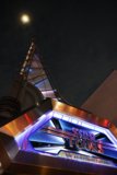 Illuminated Star Wars Land Sign at Night