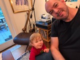 Father and Toddler Working from Home Together