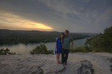 Couple at Sunset Overlook Above Austin's Colorado River