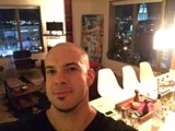 Bald man in the living room