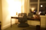 Blurry Desk and Chair in a Cozy Living Room