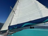 Blue and White Sailboat in San Francisco Bay