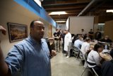 Addressing the crowd