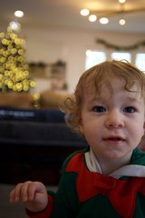 Toddler in Festive Elf Costume at Christmas