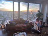 Cozy Evening with Feline Friend