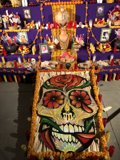 A Mexican Altar adorned with Skull and Flowers