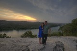 Couple Embraces at Sunset Over Austin's Lake Austin