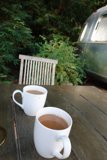 Two Cups of Herbal Tea Enjoyed by a Camper in Guerneville