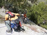 Search and Rescue Team Rappelling Down Rocky Cliff