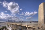 Metropolis Sunset: A View of Los Angeles Skyline from 6th St Bridge