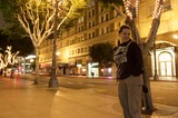 Night Stroll on a Glowing Downtown Street