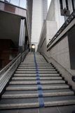 Blue lines on a staircase