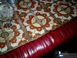 Classic Red and White Tile Table