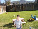 Boy and Ball in the Backyard