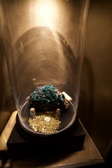 Turquoise Mineral Display Under Glass Dome