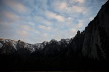 Dawn Light on Snow-Dusted Yosemite Valley Peaks