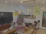 Festive Christmas Morning Living Room Scene